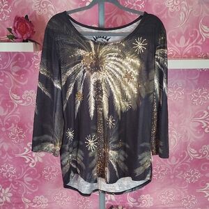 Elegant Black and Gold Palm Tree Long Sleeve Top